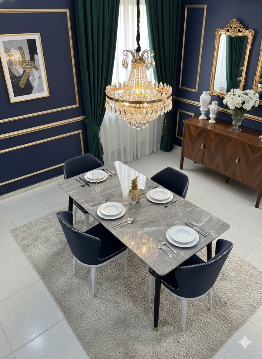 Marble-top Dining Table With 4 Chairs - Image 3