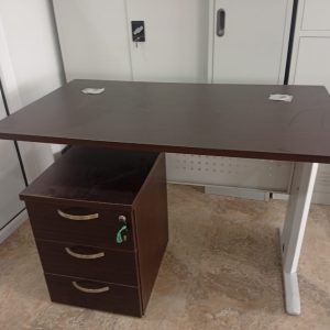 Modern Executive Rectangular Desk with 3-Drawer Mobile Pedestal