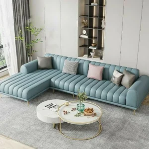 Channel-Tufted Velvet Sectional Sofa