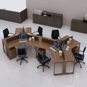 Horizon 6-Person Ergonomic Curved Workstation Island
