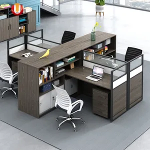 Vanguard 4-Person Executive L-Shaped Cubicle Workstation