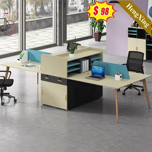 AeroModern 4-Person Dual-Facing Team Workstation
