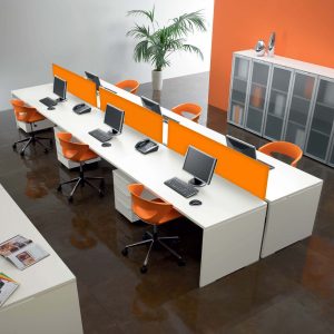 Aura 6-Person Inline Face-to-Face Bench Workstation